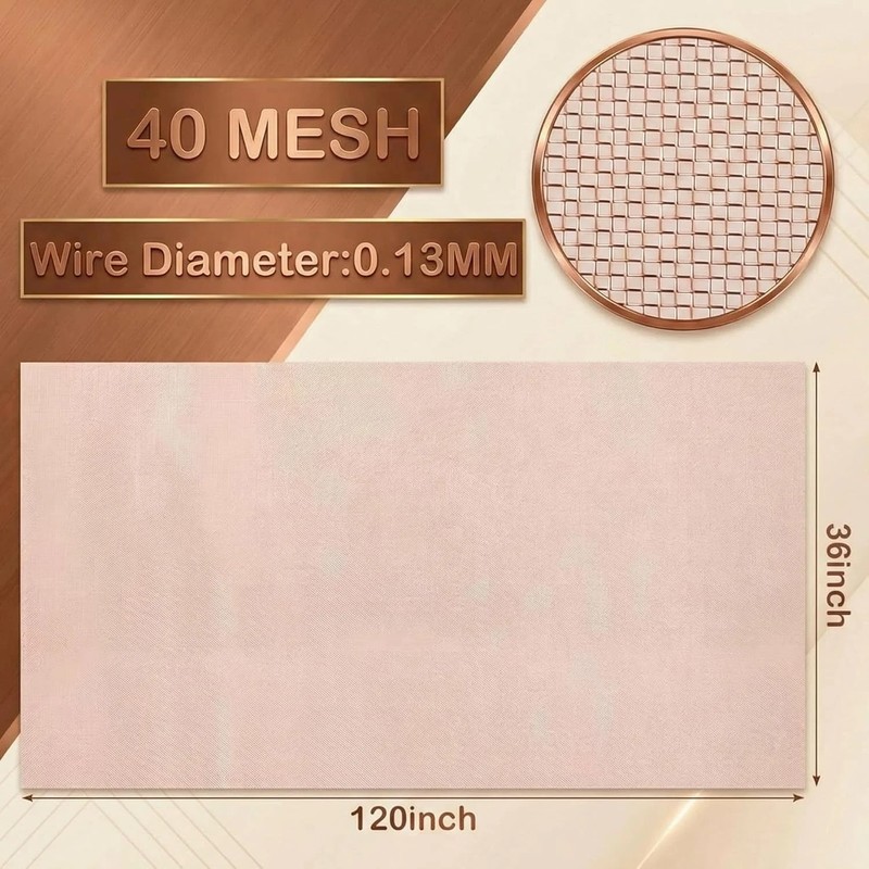 36" x 10FT Copper Mesh Screen 99.9% Pure Copper 40 Mesh Roll for Crafts & DIY gallery