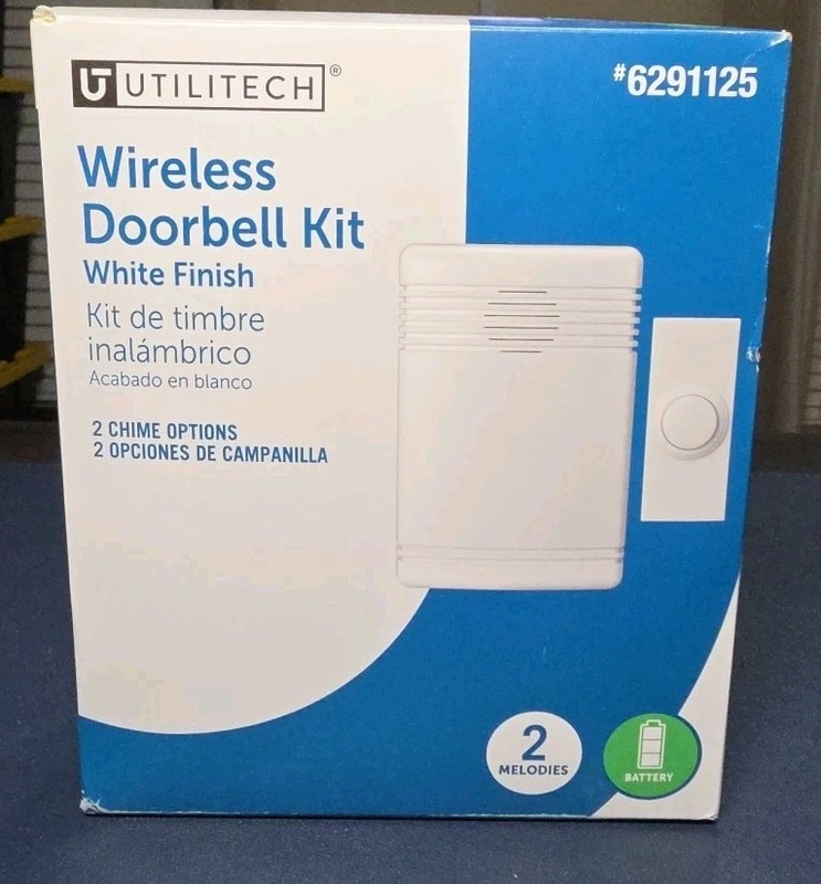 Utilitech 6291125 Wireless Doorbell Kit, Battery Operated, 2 Melodies