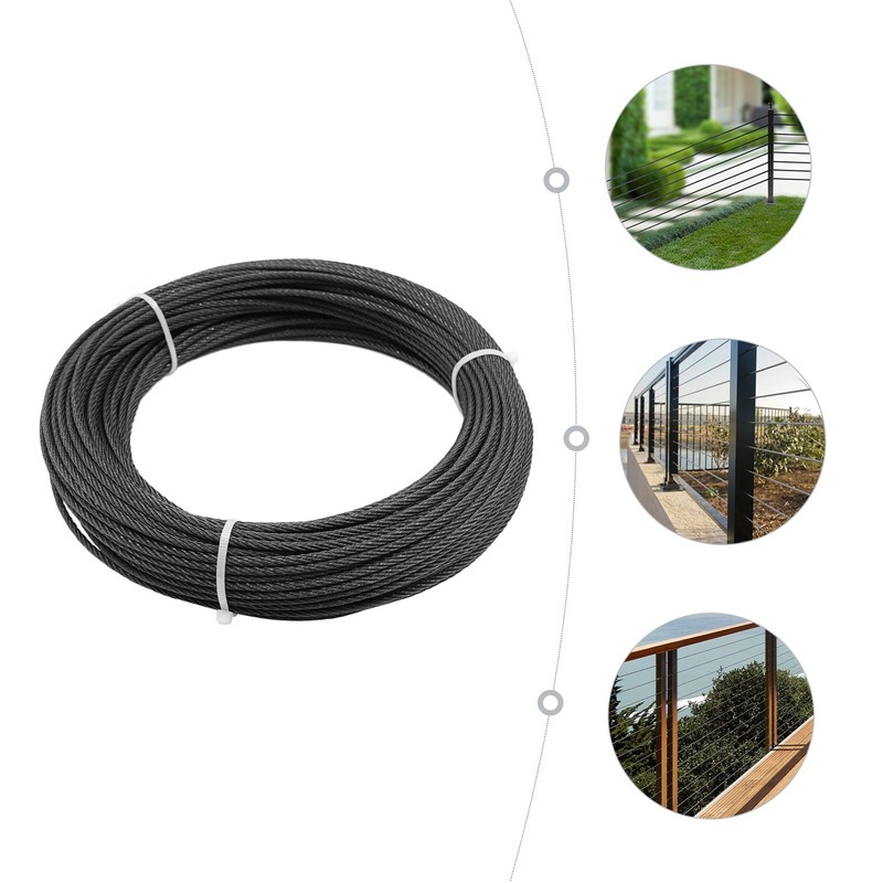 7 × 7Strands Cable Rope, Black 316 Stainless Steel Cable Rope, 150ft Cable Rope
