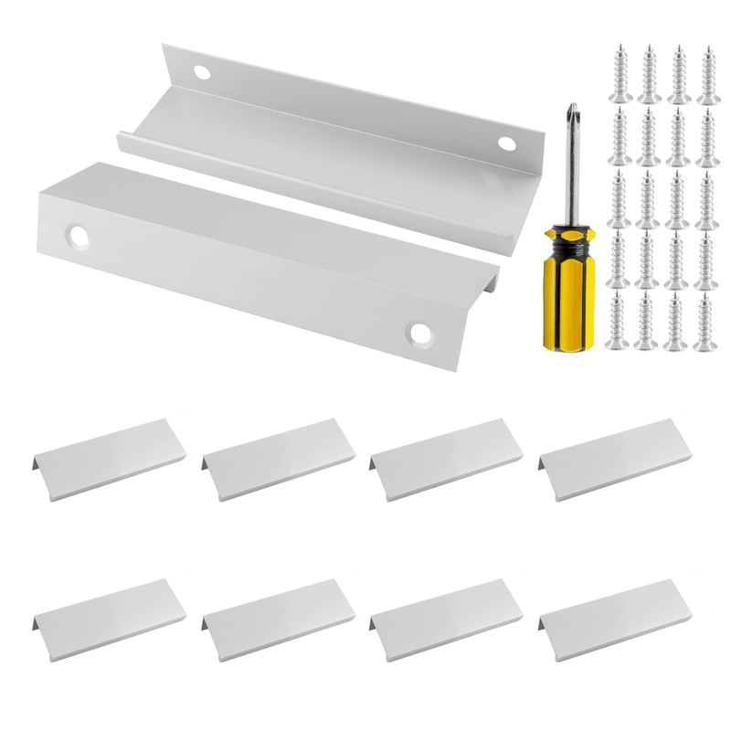 10 Pcs Finger Edge Pull Handles, Silver 80mm/3.15" Length Aluminum Alloy Hidd...