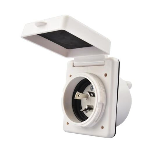 RV Power Inlet Shore Power Inlet with Twist Lock, NEMA L5-30P RV 30 Amp White