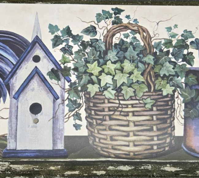 Americana Wallpaper Border Rustic Patriotic Wall Decor HH28182B Rooster Basket gallery