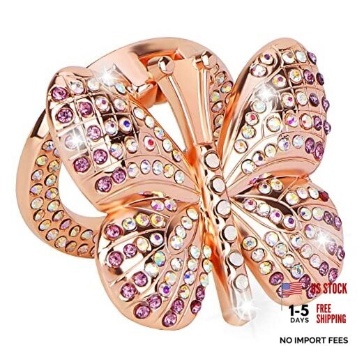 Car Start Stop Button Cover Butterfly Rhinestones Cute Ignition Rose Gold