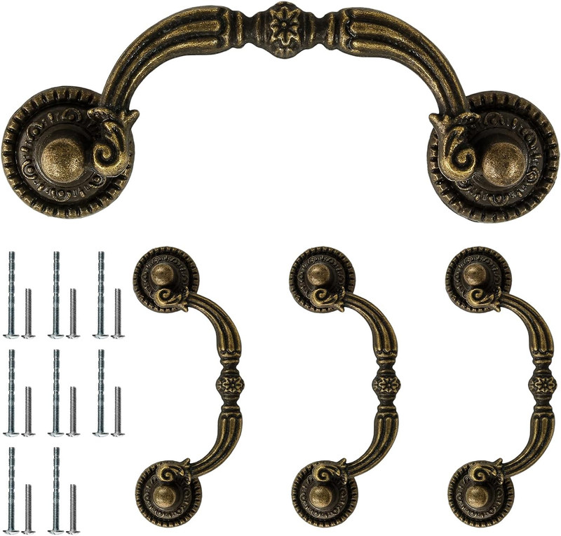 4 Pack Bail Pull Handles, 2.75 Inch Hole Center Antique Drop Drawer Pull Swing C gallery