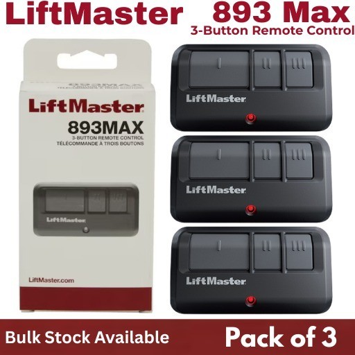 LiftMaster 893Max Remote Control – Black Pack of 3