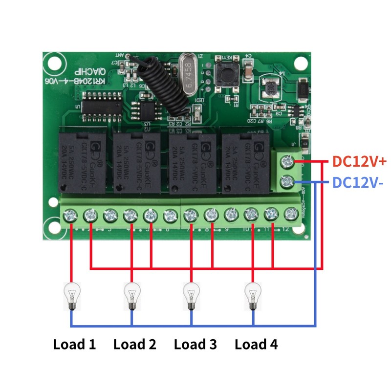 DC 4-Channel 443MHz Wireless RF Remote Control Relay Switch With 2 Receiver New gallery