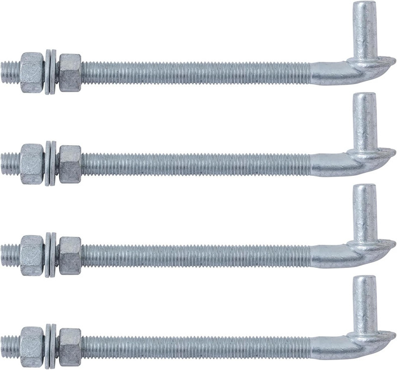 10″ J Bolt Gate Hinge 4 Pack, Chain Link Gate Bolt Hinge with 5/8″ Male Pin, Gal
