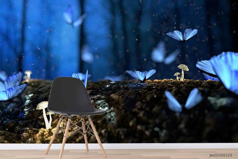 3D Butterfly Forest Self-adhesive Removeable Wallpaper Wall Mural 721