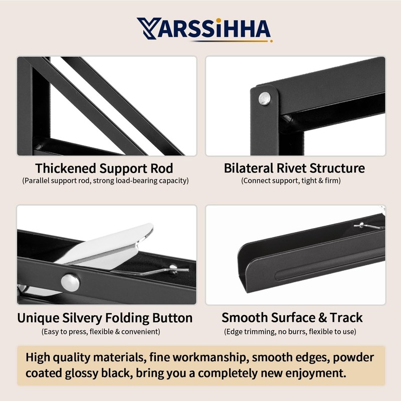 Yarssihha 8 Inch Folding Shelf Bracket 6 Pack Heavy Duty Wall Mounted Foldable S gallery