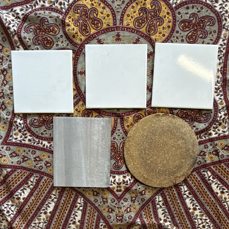 Glossy Ceramic Tile Sample Set 5-Pack 4×4 Square White/Gray/Brown cork pad
