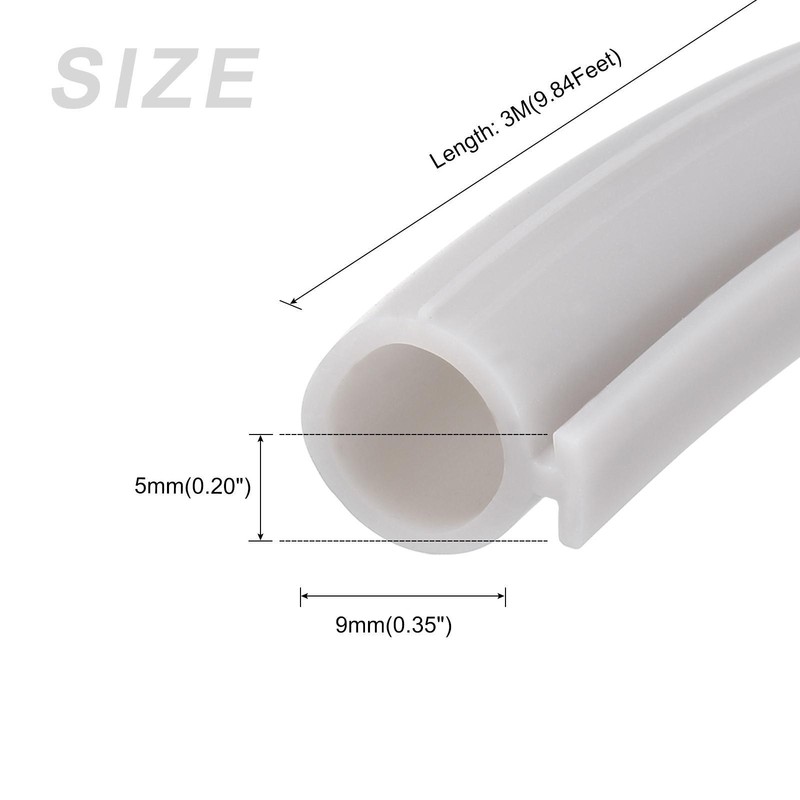 Bulb Type Window Weatherstrip 9mmx3Meter Silicone T-Slot Mount Seal Strip Gray gallery