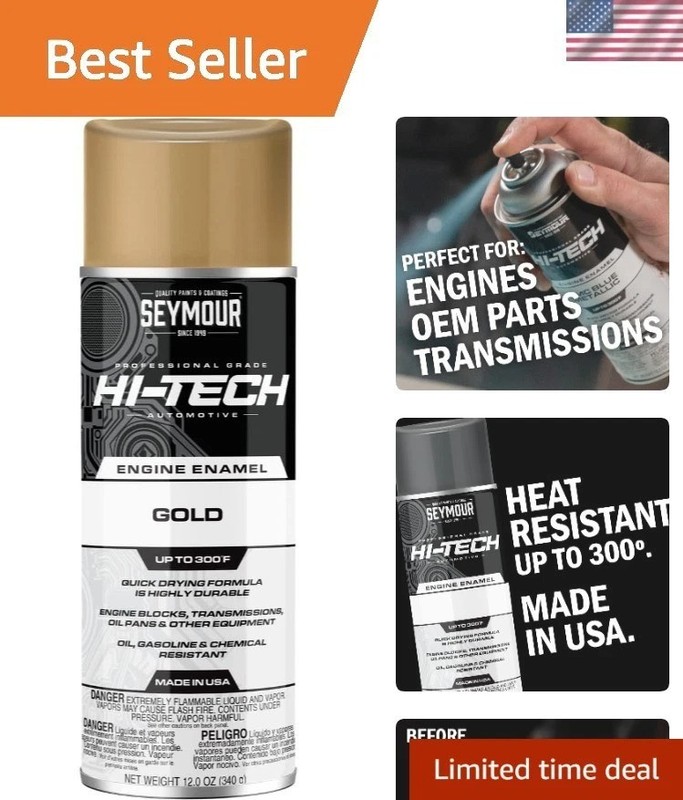 EN-50 Hi-Tech 12oz Universal Gold Engine Spray Paint, Non-Toxic & Heat Resistant