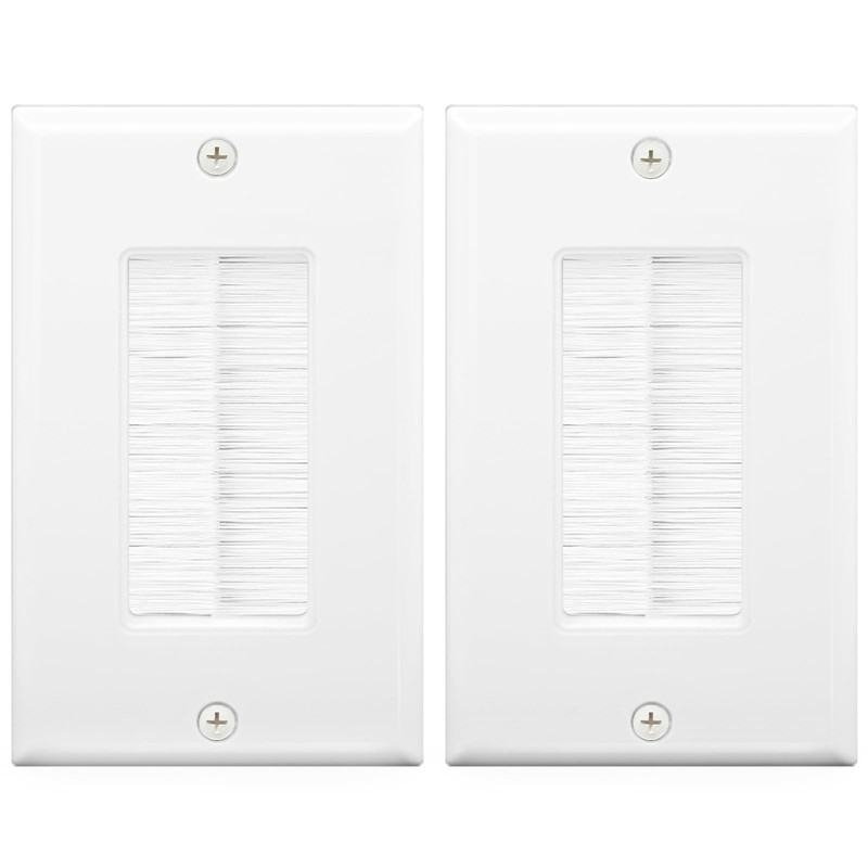 Brush Wall Plate Cable Pass Through, Single Gang Decorator Wall Cover for Low…