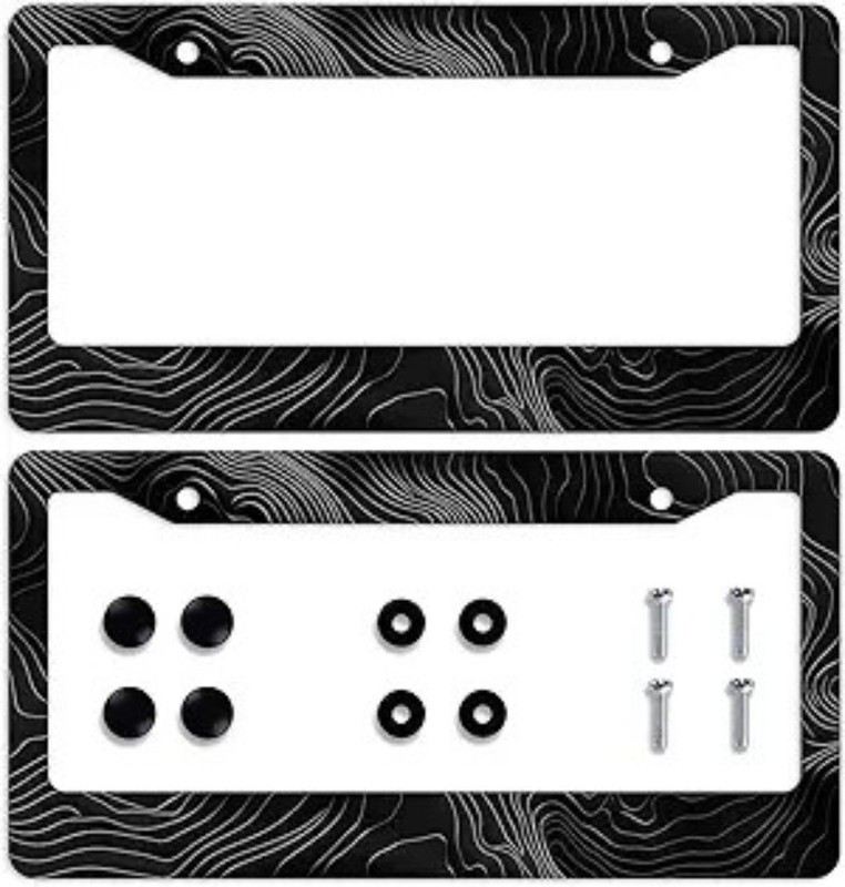 2Pcs Topography Map License Plate Frame Exploration D Color: Topography Map_10