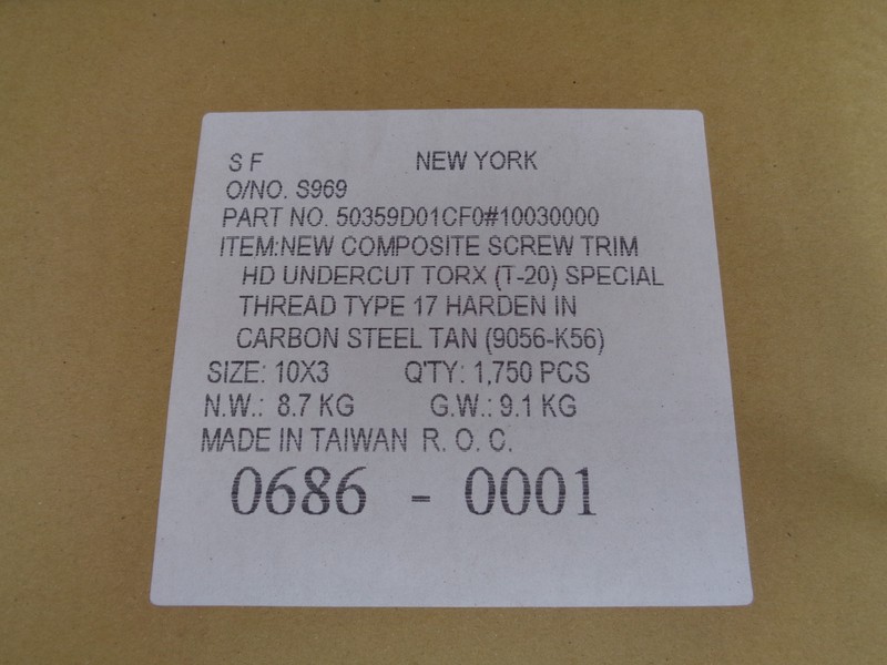 20 LB. BOX OF #10 X 3″ TAN SELF DRILLING COMPOSITE DECK SCREWS, I HAVE 29 BOXES