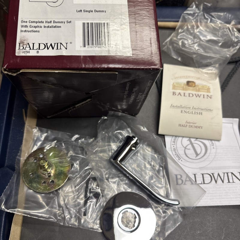 Baldwin Images Lever Left Single Half Dummy Lock 5460-260-LDM Polished Chrome