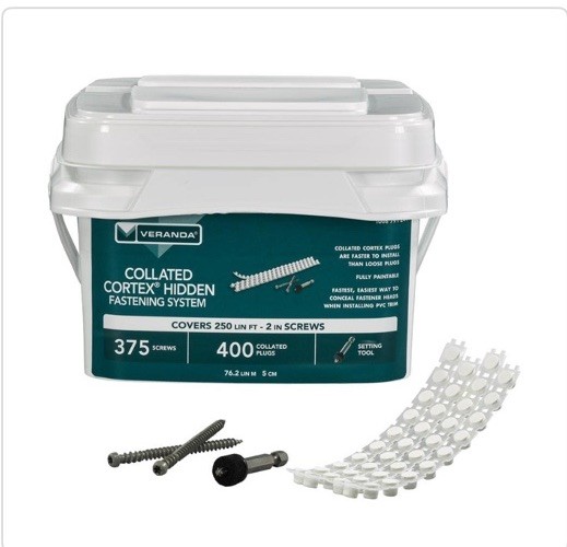 Veranda Collated Cortex Hidden Fastening System 375 Screw 400 White Plugs