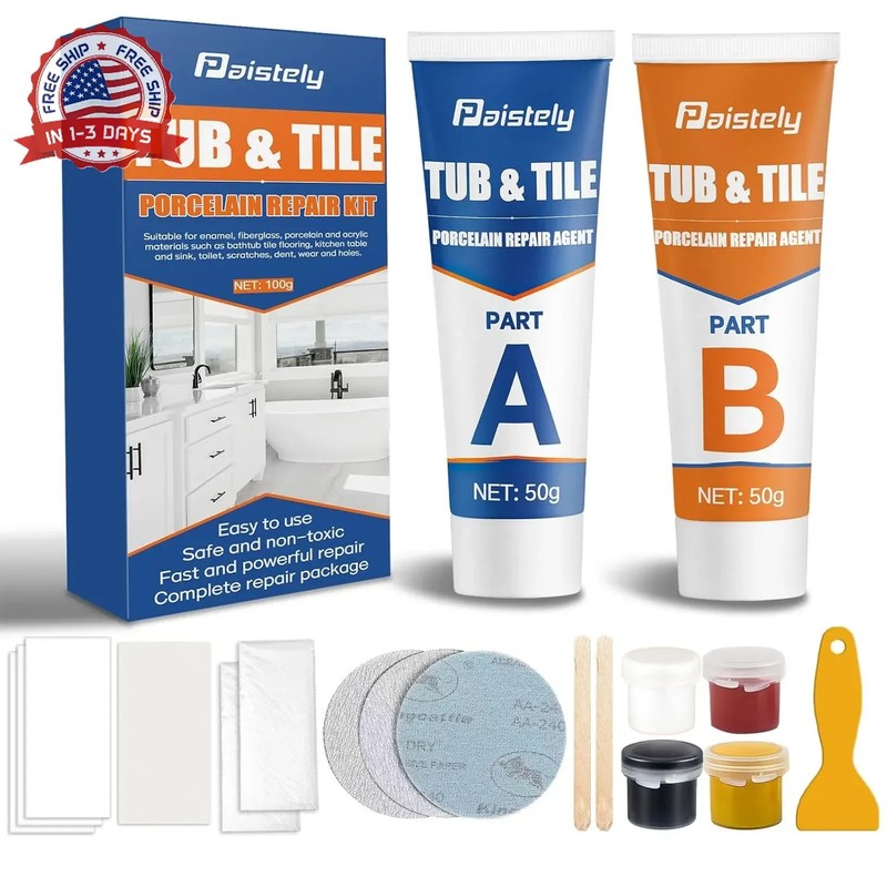 Porcelain Repair Kit, Waterproof Fiberglass Tub Repair Kits, Strong Tile Repair