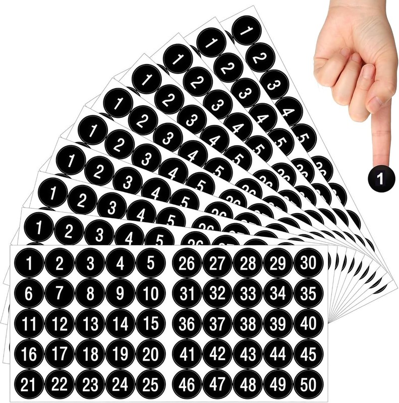 600 PCS Small Consecutive Number Stickers 1-100, 1 Inch Waterproof Inventory Sti