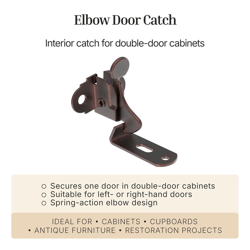 Antique Copper Plated Spring Action Elbow Door Catch & Latch - Pack of 2 - Hardw gallery