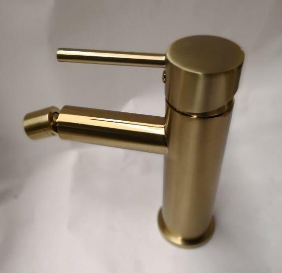 Round brushed gold Bidet Mixer Tap Faucet Adjustable Aerator bench top mount