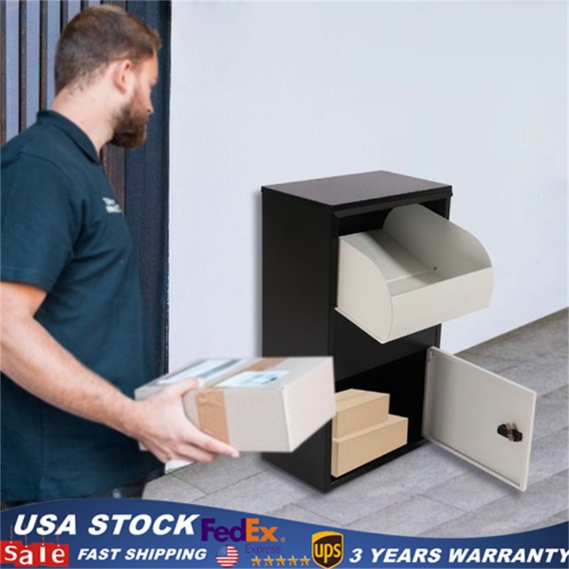 Package Delivery Box Mail Parcel Drop Mailbox Home Container Outdoor Porch+Lock