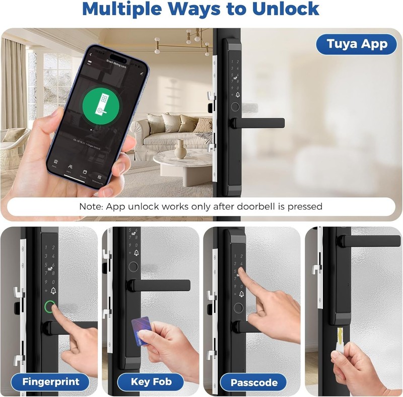 Sliding Door Smart Lock, Sliding Glass Door Lock with Fingerprint App Control gallery