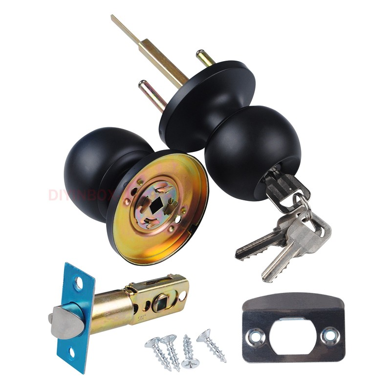 Home Bathroom Room Entrance Privacy Door Knob Lever Handle Lock Set Lock +3 Keys