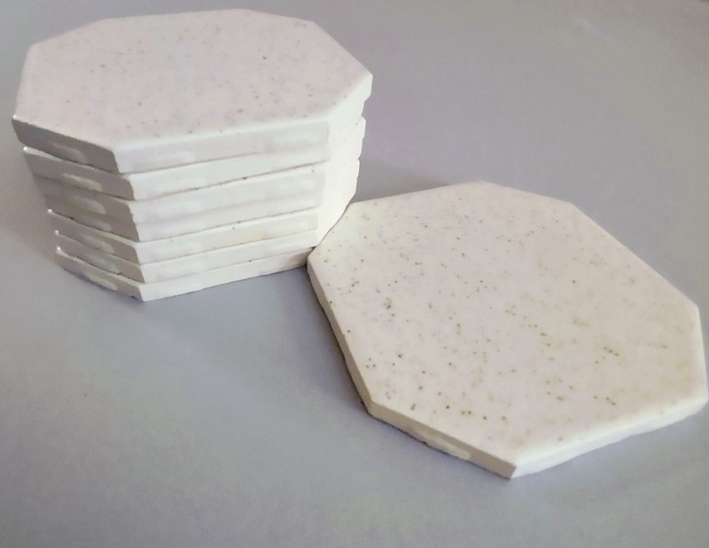 NOS TILE American Olean 4-1/4 Octagon 1960’s Salt & Pepper White PORCELAIN