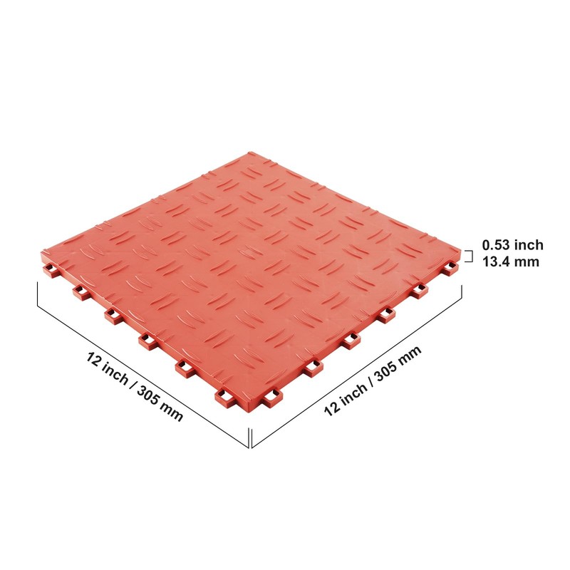 50 Pack Red Interlocking Garage Floor Tiles Multi Use Heavy Duty 5500lbs Capa... gallery