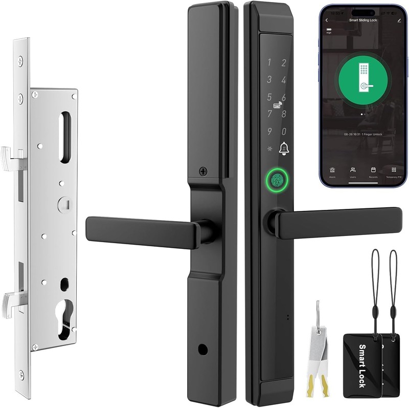 Sliding Door Smart Lock, Sliding Glass Door Lock with Fingerprint App Control