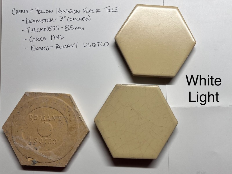Vintage Ceramic Hexagon Floor Tile; Yellow; 3-inch Diameter; Rare! 