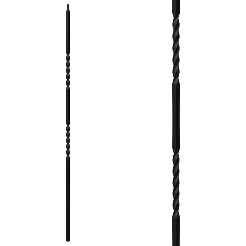 Stair Parts 44 In. X 5/8 In. Satin Black Double Twist Iron Baluster for Stair Re