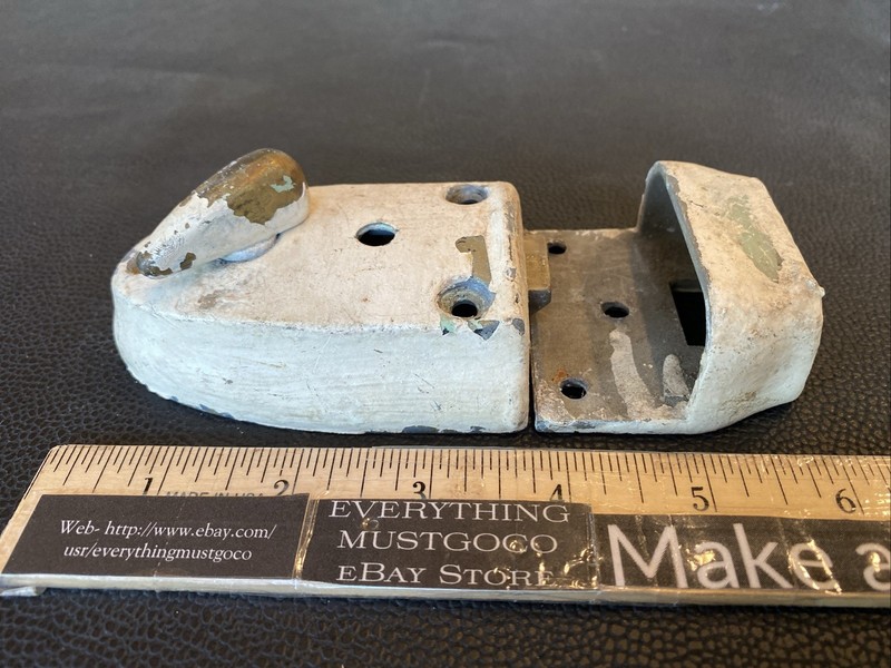 Vtg Antique Yale Turn Knob Rim Lock Deadbolt Door Latch Solid Brass Cast Back