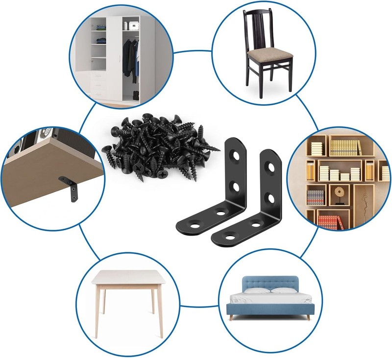 Robust L Bracket Corner Brace Set - 16 Pcs with 64 Screws for Easy Installation gallery