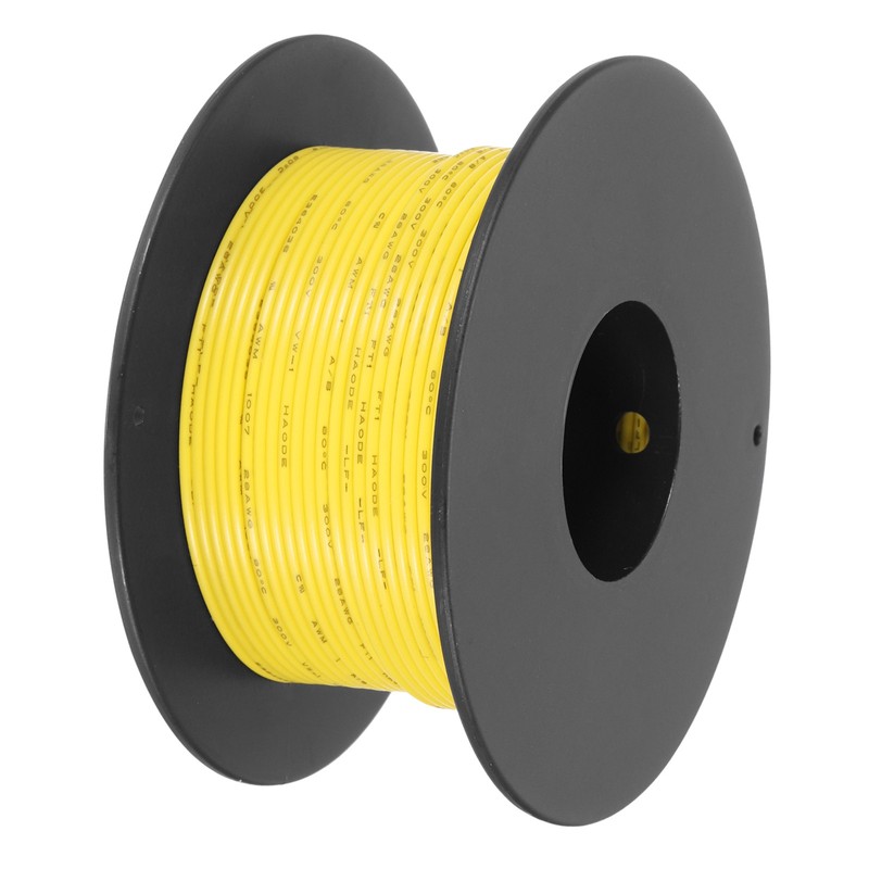 28AWG PVC 30M/98ft Yellow Braided Electrical Cable, for UL1007 Coil