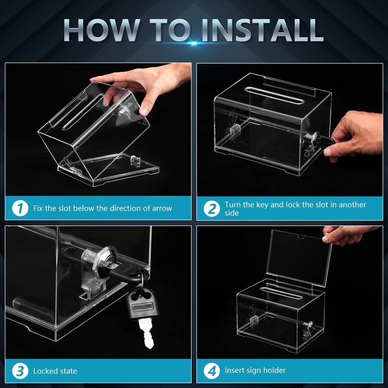 KYODOLED Clear Donation Box with Lock,Ballot Box with Sign Holder,Suggestion ... gallery
