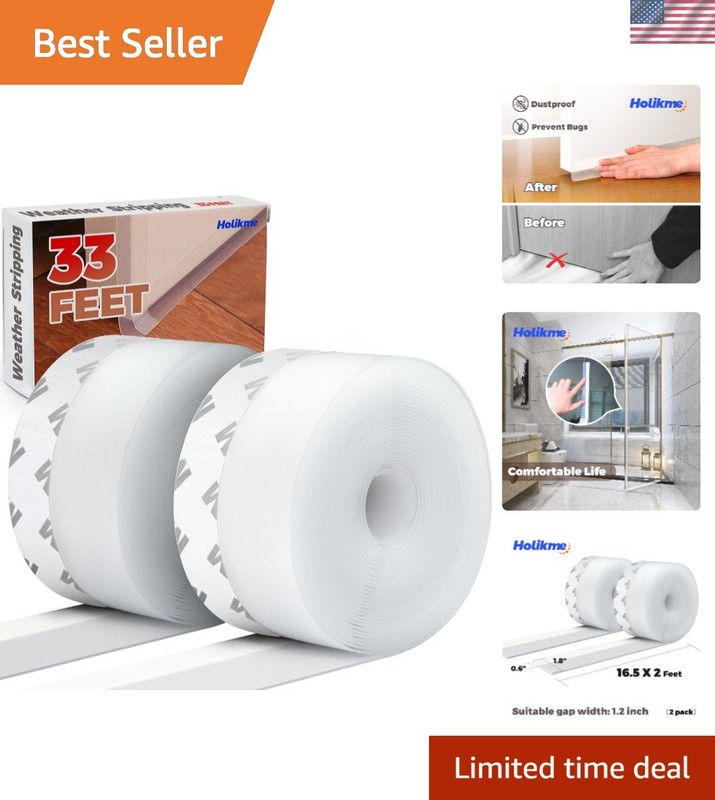 1.8in Wide Weather Strip Seal – 33ft for Doors & Windows, Energy Efficient