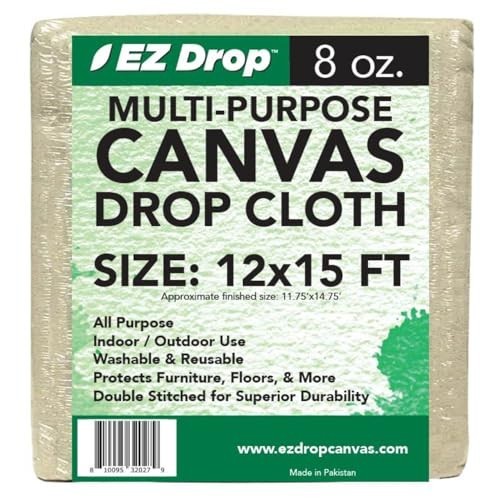 Large Canvas Drop Cloth for Painting - 12ft x 15ft Heavy Duty Fabric Cover gallery