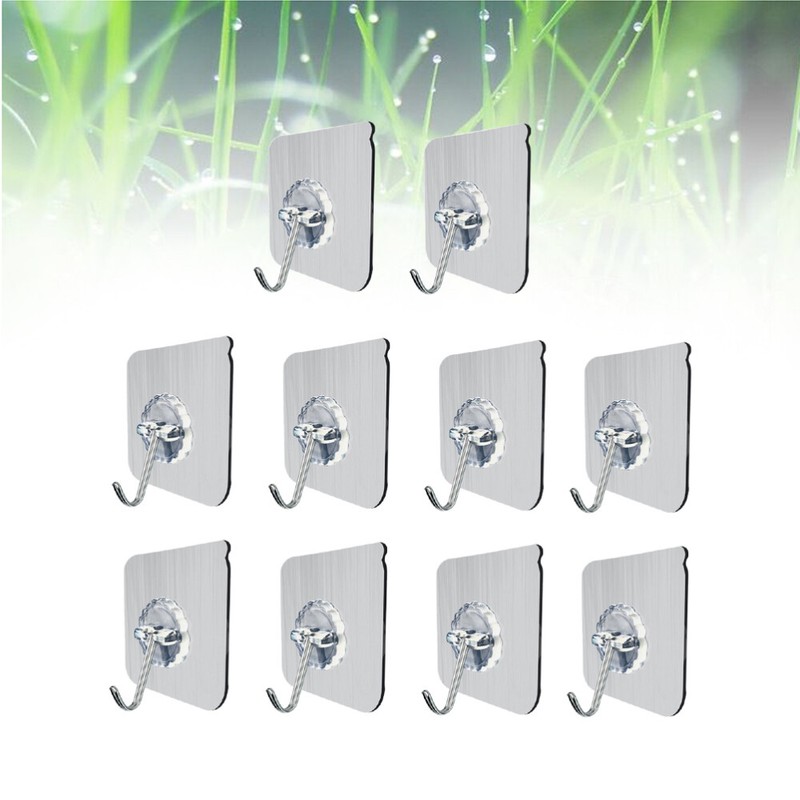 10PCS Adhesive Hooks Waterproof Wall Hooks No Nail Sticky Hangers for Bathroom gallery