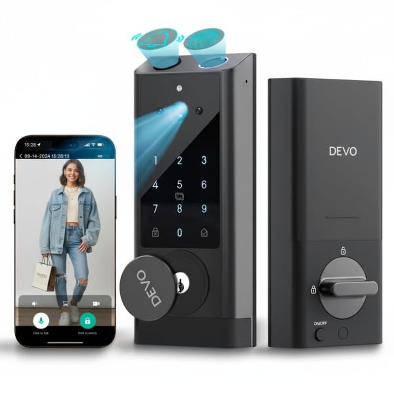 Devo G1 Video Smart Lock with Camera&Doorbell,App Remote Door Lock 6-in-1 Key...