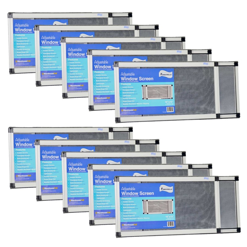 Adjustable Window Screen, Vertical/Horizontal, 10″x19-36″ or 19″x10-18″, Case/10