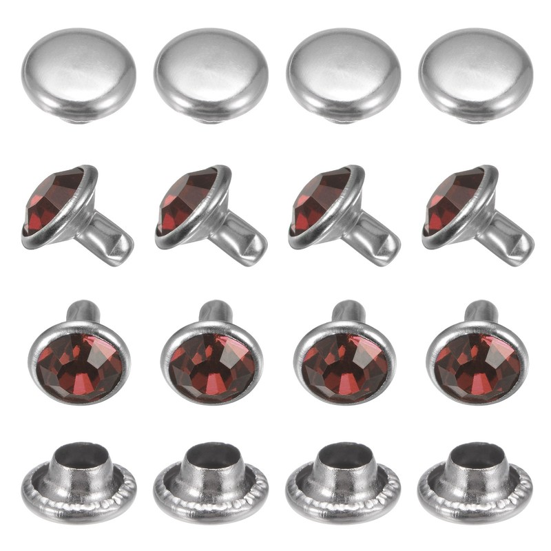 Clear Rhinestone Rivets [100pcs] - Crystal Rivets - [Deep Purple - 0.31 IN]
