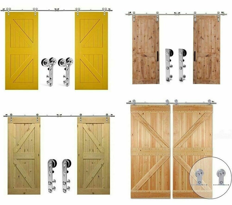 4FT-16FT Stainless Steel Sliding Barn Door Hardware Double Wood Door Closet Rail