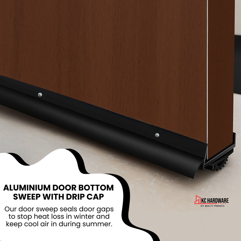 KC Hardware U Shaped Aluminum Door Bottom Sweep with Drip Cap, Weather Stripping gallery