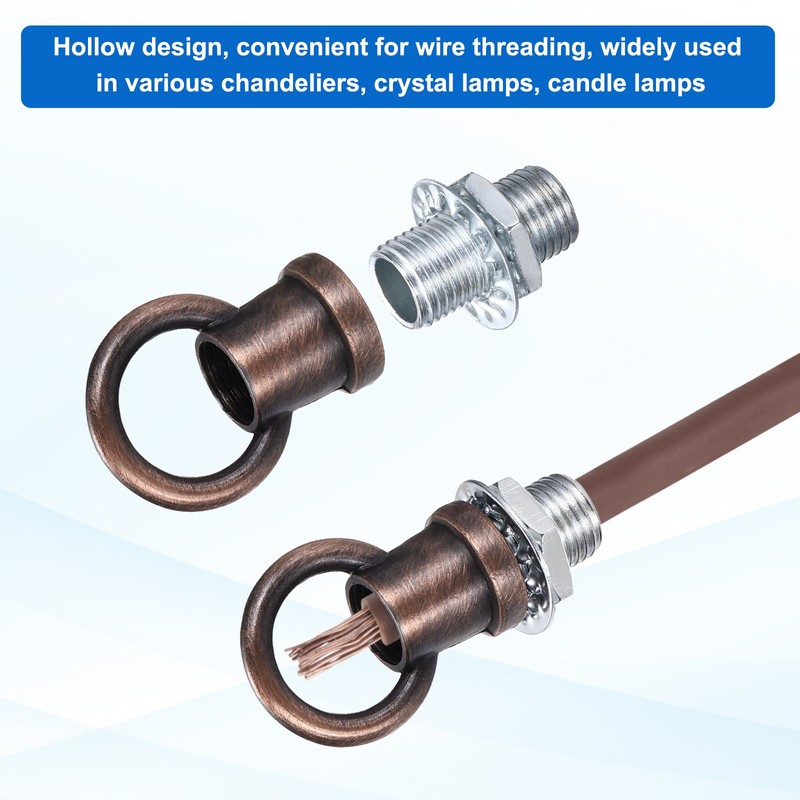 2 Set 8kg M10 1x1.1" Thread Lifting Eye Nut Holder Hook Ring Red Copper gallery