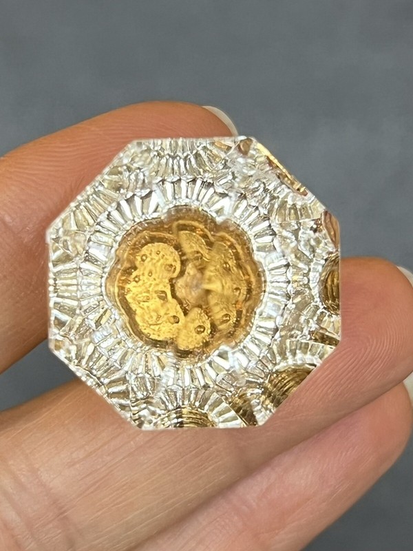 Round Octagonal Crystal Clear Glass Closet Cabinet Drawer Door Knobs Gold Tone gallery