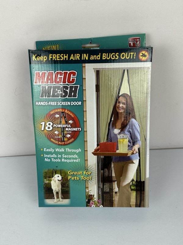 Magic Mesh Hands Free Screen Door with Magnets 83 x 39 Inches Brand New!