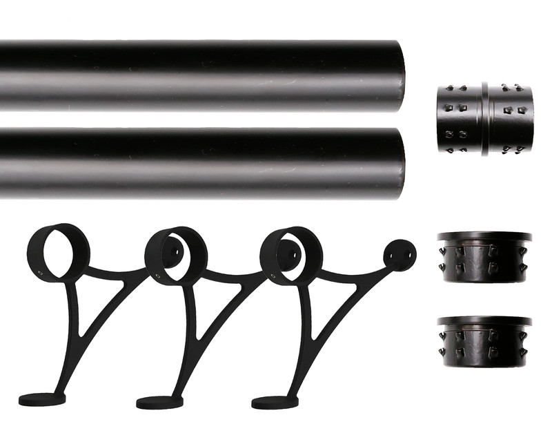 Solid Bar Mount Foot Rail Kit, 2″ OD Stainless Steel Tubing w/Internal Connector