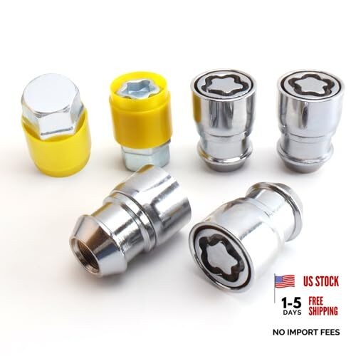 M12 x 1.5 Wheel Lock Set – 1.42 In Length – Chrome Anti-Theft Lug Nuts 12mm